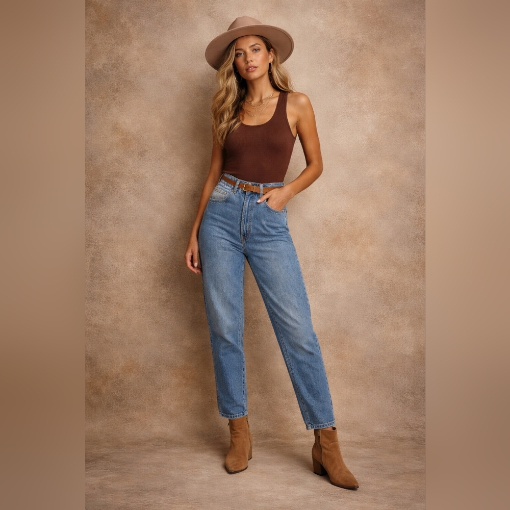 Vintage British Raj High Rise Tapered Jeans Blue Denim 90s Y2K Mom Jeans 27